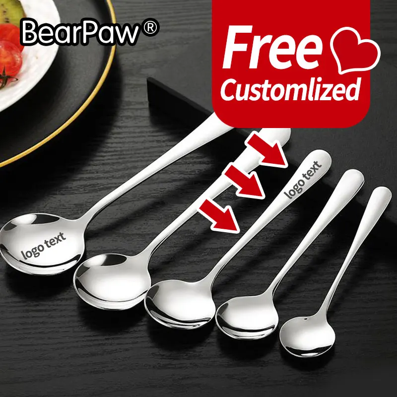 10pcs Personalized customized soup Ladle,410/304 custom stainless steel spoons, customized dessert coffee spoon