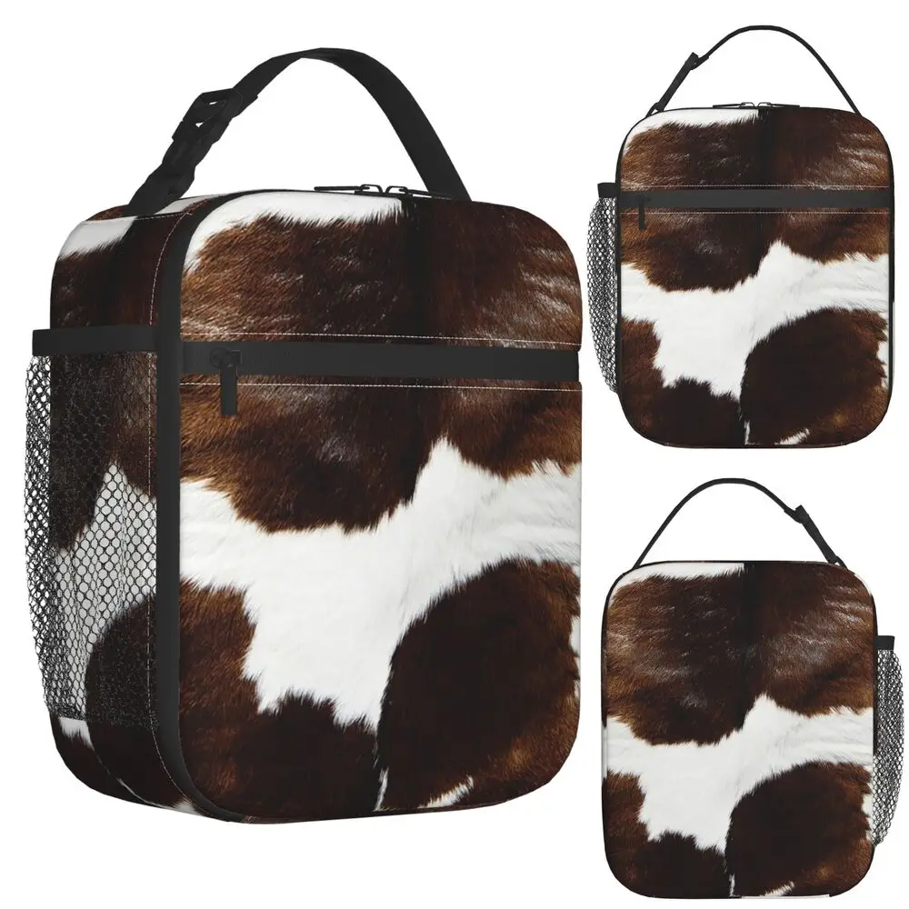 Rustic Ranch Cow Print Insulated Lunch Bag for Kids School Cooler Thermal Food Box Tote Leakproof Lunch Boxes Container