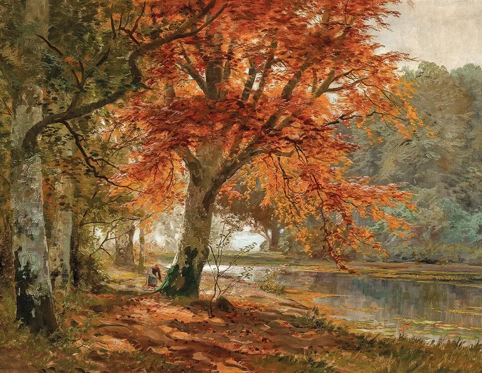 Autumn landscape scenery, Art Picture Print Silk Poster Living Room Decor, Home Wall
