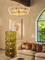 Art Deco Design Classcial White 2 Layers Handmade Glass Pendant Lights Home-applicant LED Dimmable E14 Lamps For Dining Room