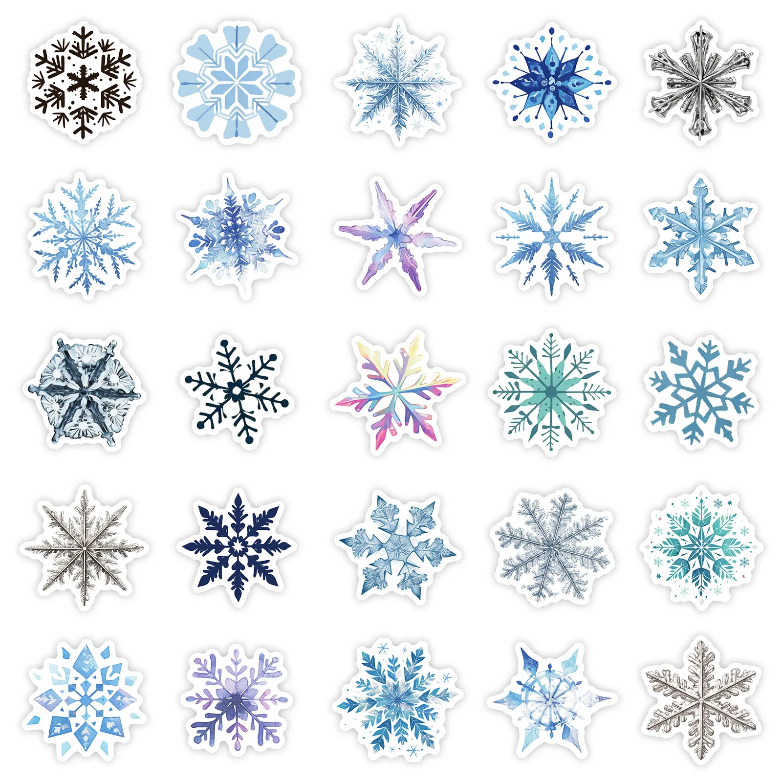 Inverno Flocos De Neve Decorar Adesivos, Desenhos Animados Graffiti Decalques, DIY Estética, Laptop, Telefone, Carro, Bicicleta, Crianças Brinquedo, 10 Pcs, 30 Pcs, 50Pcs