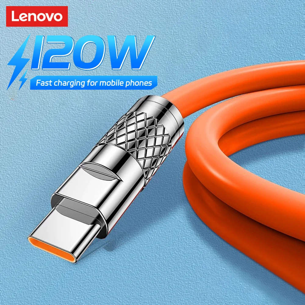 

Lenovo 1 шт. 120 Вт жидкий силиконовый кабель для быстрой зарядки USB C зарядный кабель для Huawei Samsung Xiaomi Super Fast Charge Type C