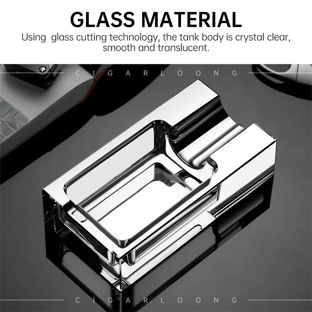 CIGARLOONG Cigar Ashtray Luxury Creative Plated Single Holder Glass Cigarette Decoration Smoking Accessories for Smoker's Gift