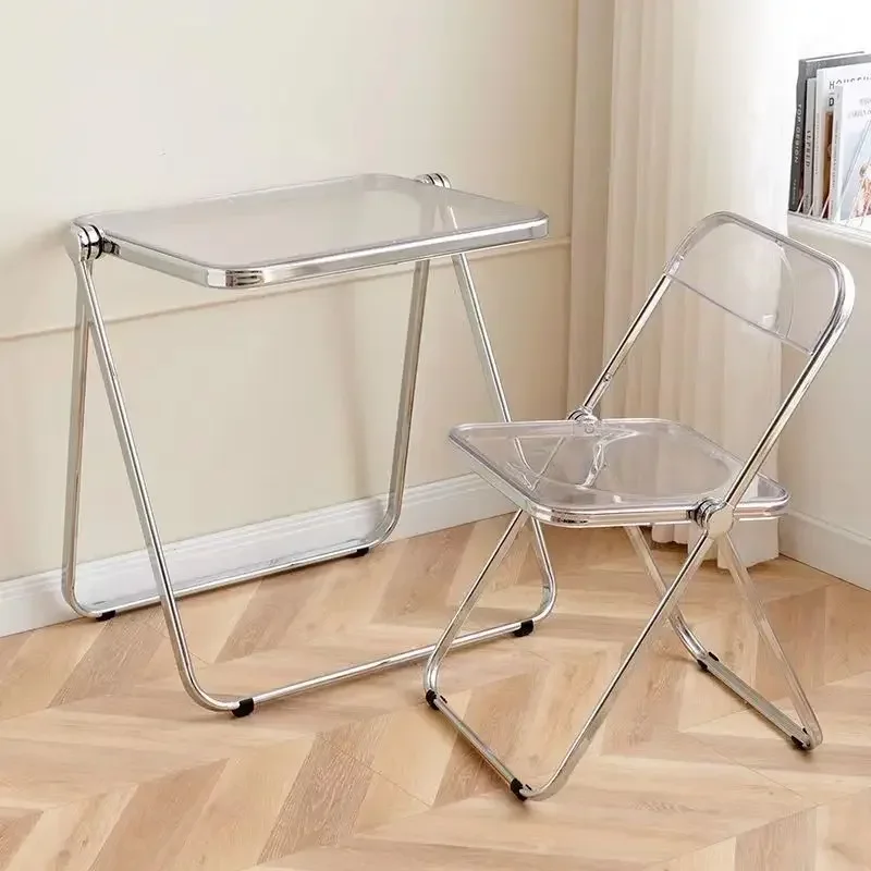 Acrylic Dining Chair Transparent Chair Ins Wind Folding Stool Plastic Designer Furniture Milk Tea Net Red Clothing Store Photo