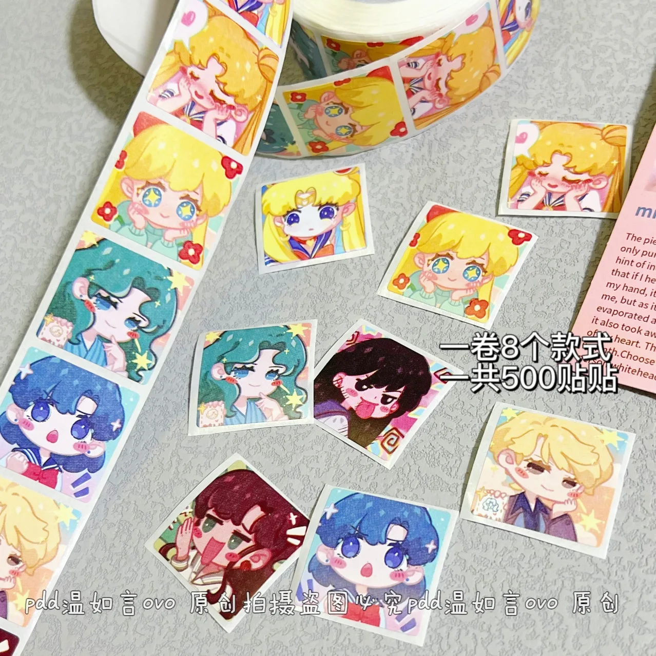 Sailor Moon Kawaii Stickers Aesthetic New Party Label Seal Planner Paster Anime Cute Stationery Adhesive Tape Kids DIY Toys Gift