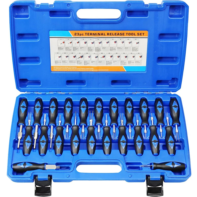 Universal Automotive Terminal Removal Tool Set,23-Pcs Kit Release Car Wire Harness Electrical Connector Pin Extractor