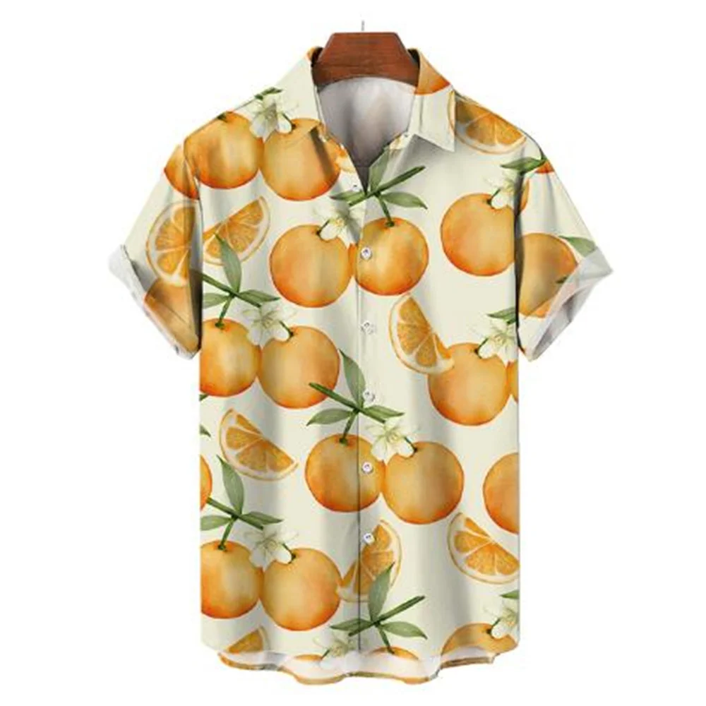 Men's Summer Fashion Hawaiian Shirt Fruit 3D Printed Button Shirt Unisex Harajuku Street Leisure Sports Short Sleeve Shirt Top