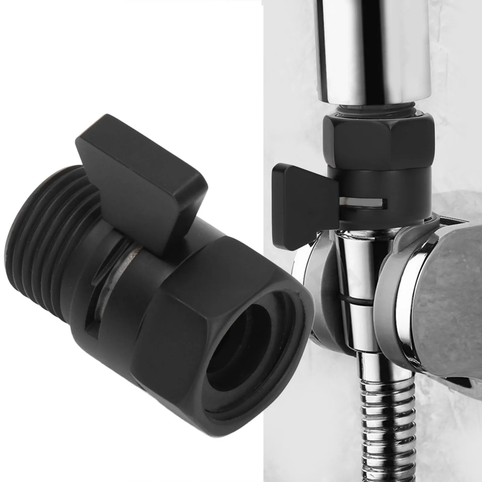 G1/2 Shut Off Valve Brass Water Control Valve Black Shower Head Sprayer Valve for Household Bathroom Shower Water Control Valve