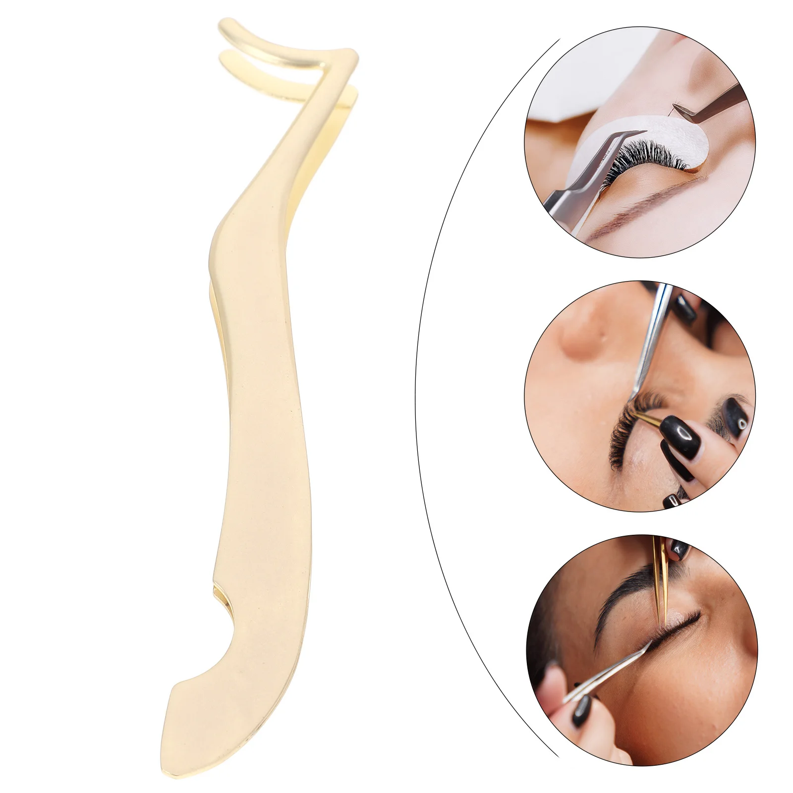 

False Eyelashes Applicator Tool Stainless Steel Tweezers Crescent Tip Dovetail Design Lash Extension Applicator