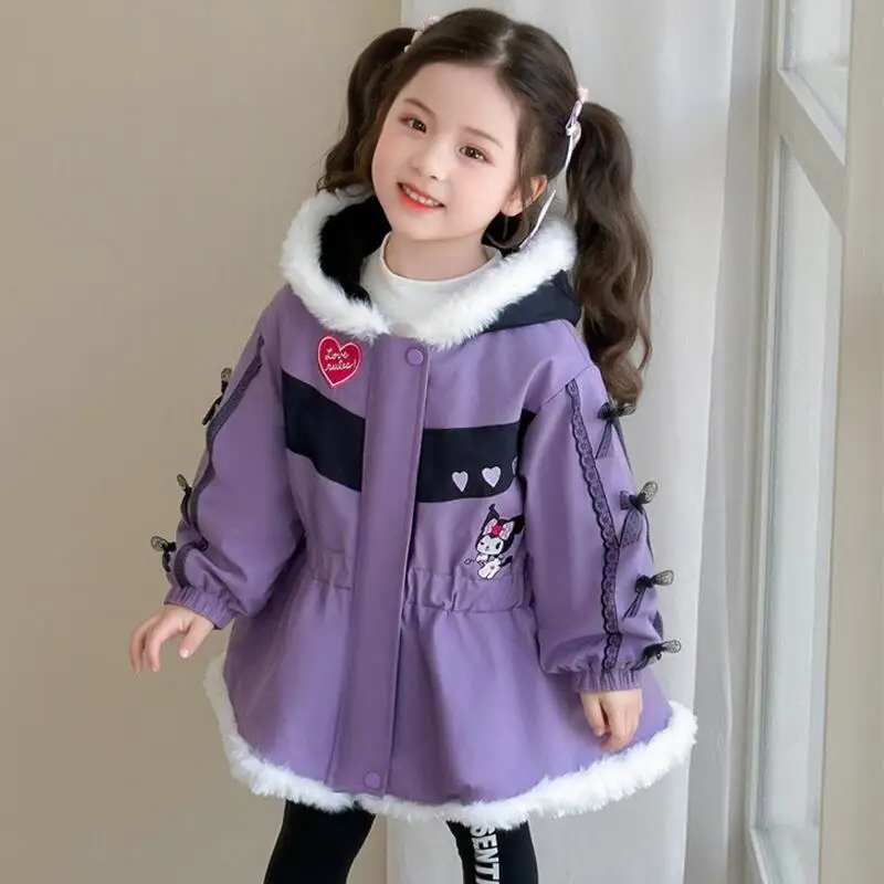 

Hot Sanrio Kuromi Cotton-Padded Jacket Winter Coat Girl Tops Hoodie Child Kawaii Anime Cartoon Fashion New Style Casual Clothing