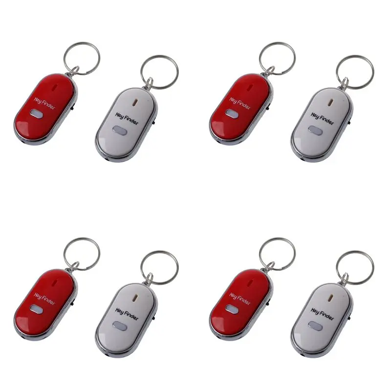 

8Pcs Whistle Lost Key Finder Flashing Beeping Locator Remote Keychain LED Ring