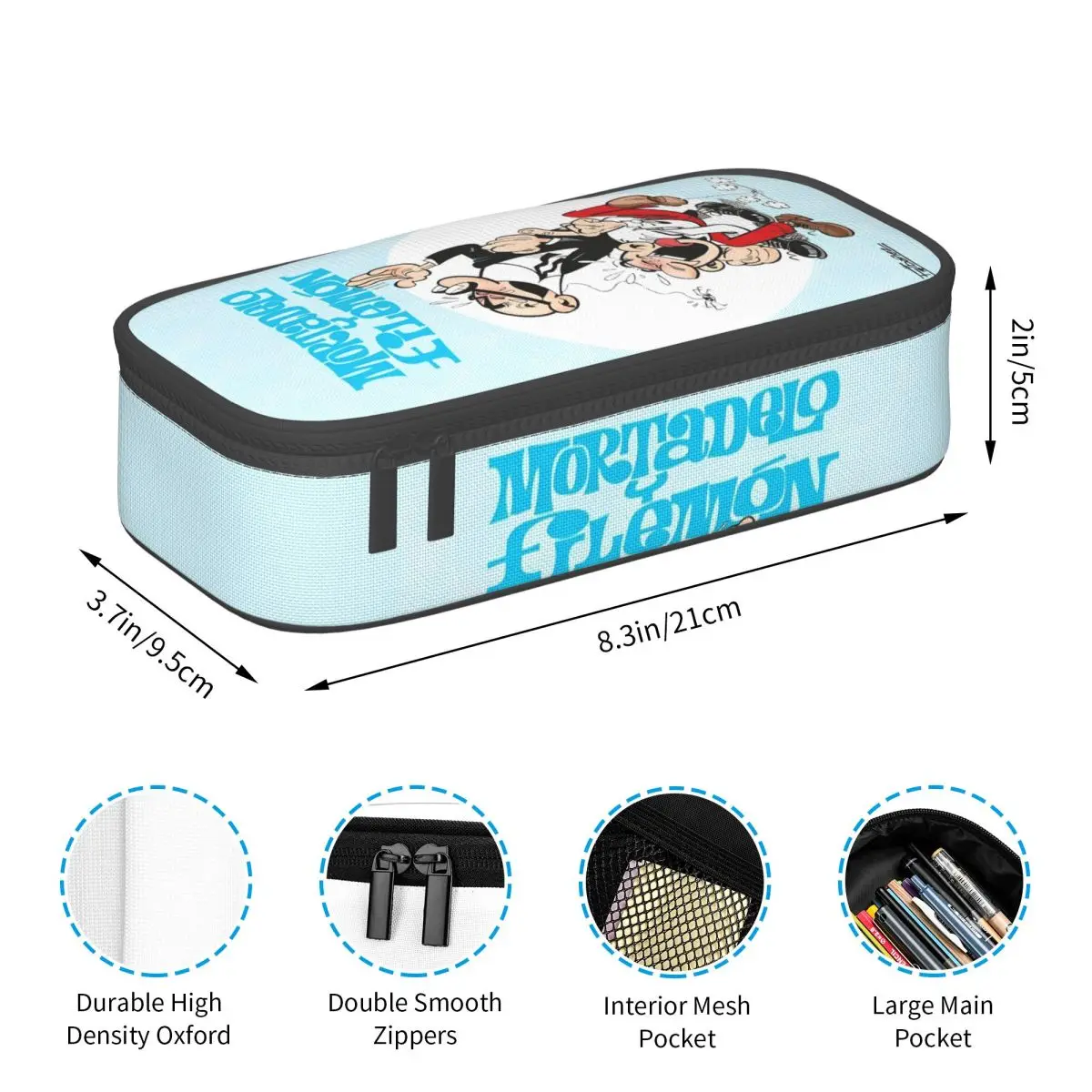 صندوق أقلام ذو سعة كبيرة Mort & Phil Mortadelo Y Filemn للوازم المكتبية بطبقة مزدوجة حقيبة أقلام رصاص للنساء حقيبة مكياج هدية