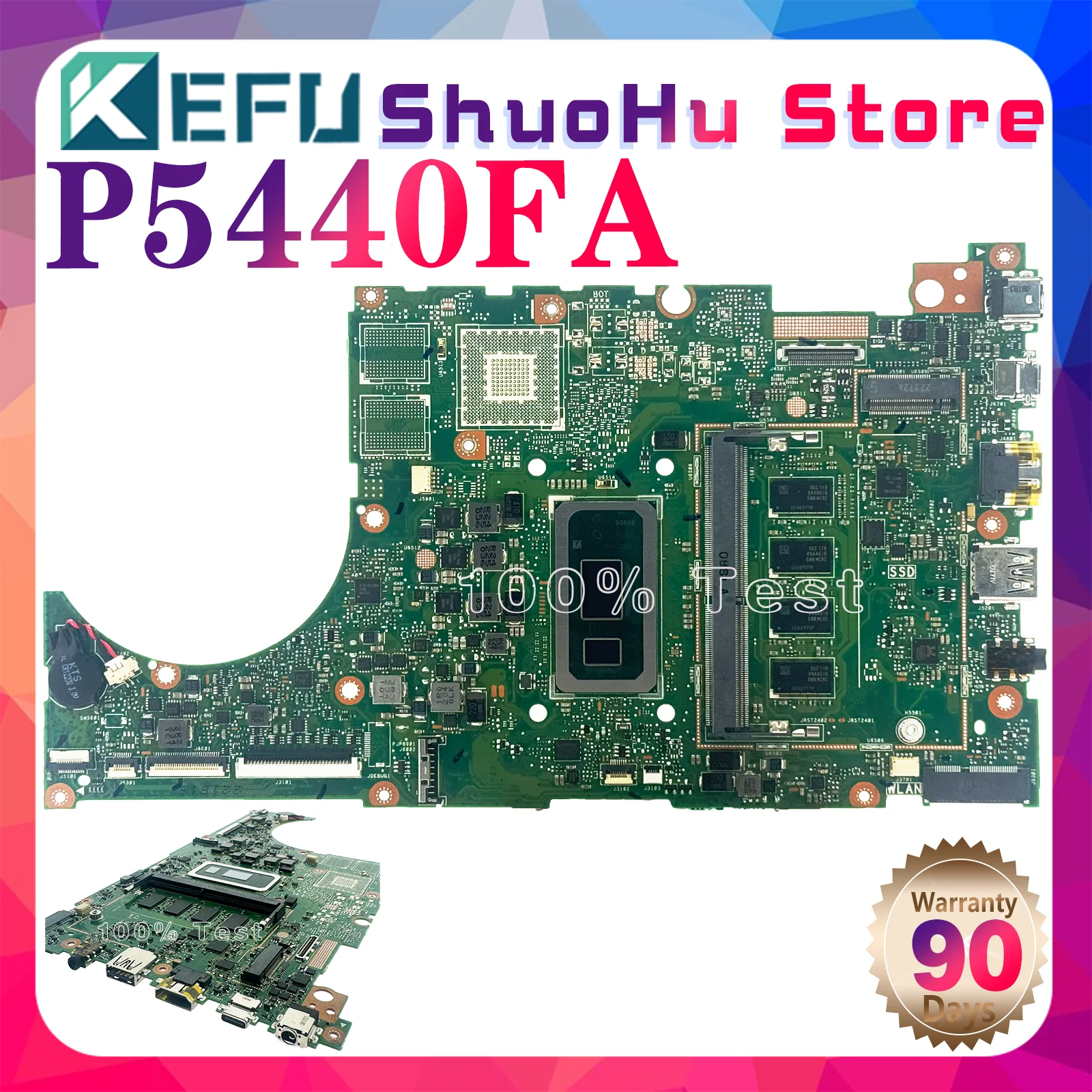 

KEFU P5440FA Laptop Motherboard For ASUS P5440F P5440FF Mainboard 100% Test RAM：8GB CPU: i3-8145U i5-8265U i7-8565U DDR4