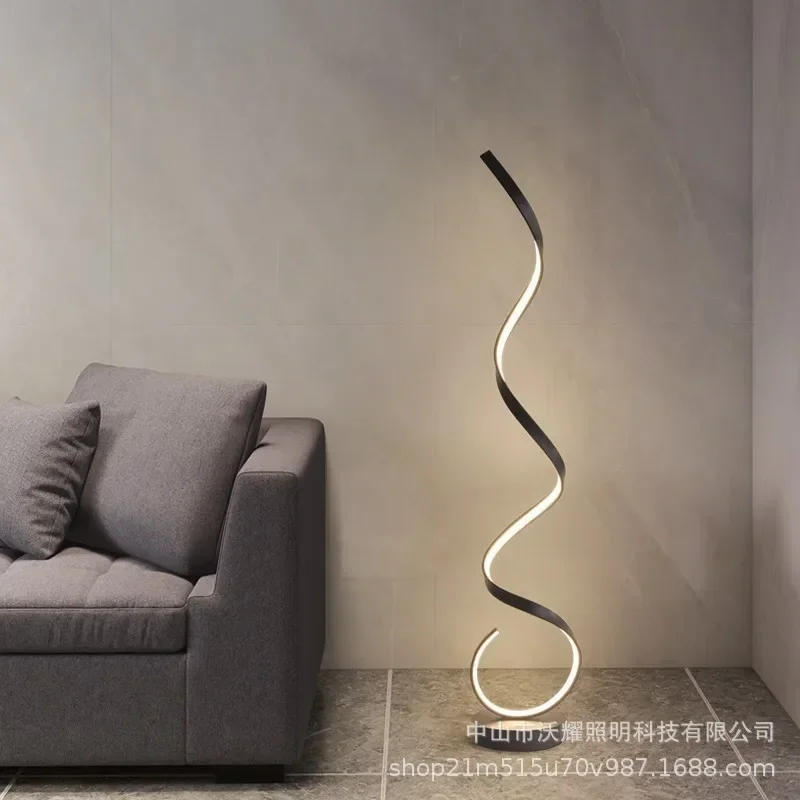 Modern LED Floor Lamp Minimalist Line Living Room Decor Light Bedroom Study TV Background Wall Black White Lights Fixture Lustre