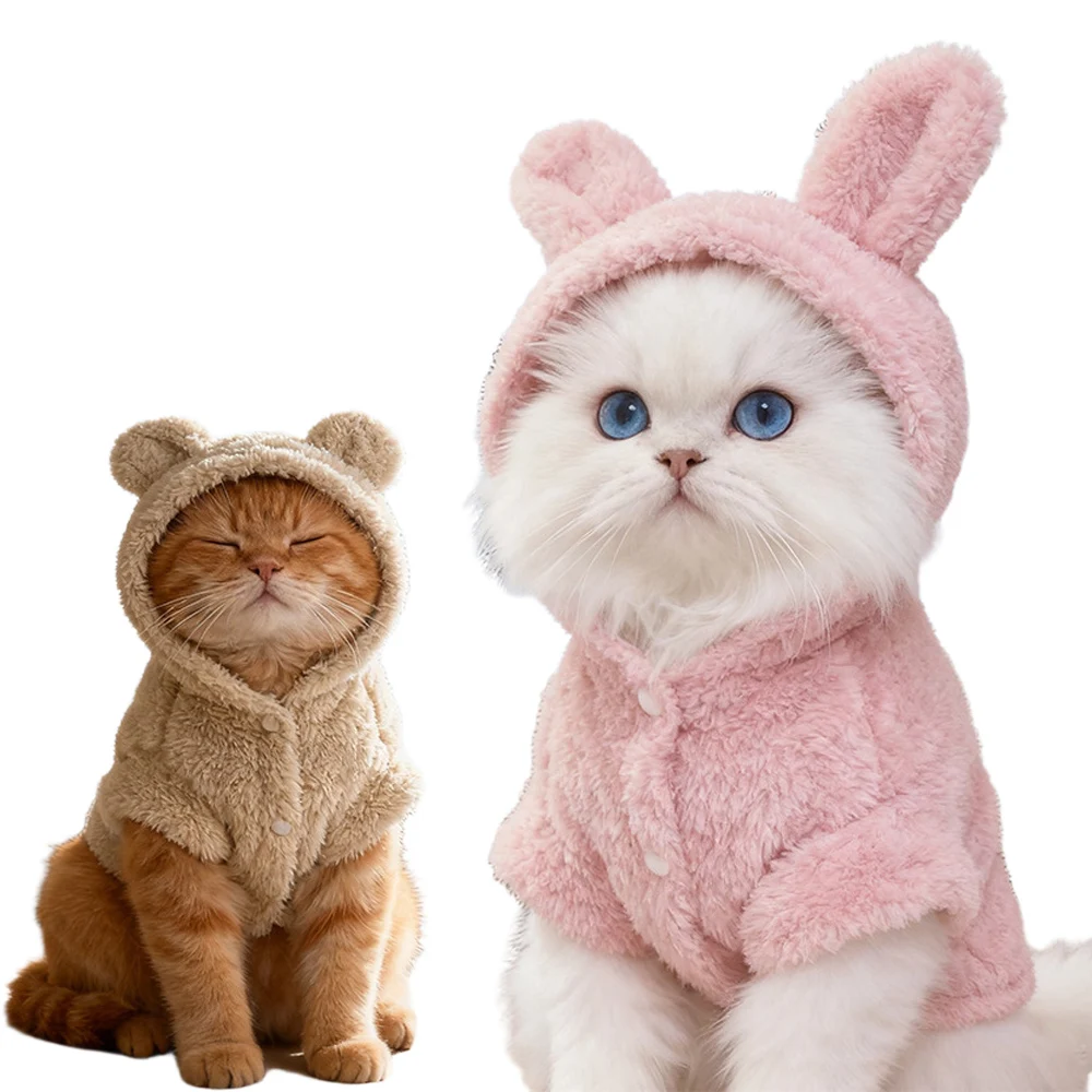 

Autumn Winter Cat Clothes Soft Warm Cute Kitten Sweater Pet Fleece Costume For Small Medium Dogs Cats Kitty Sphynx Hoodies Coat