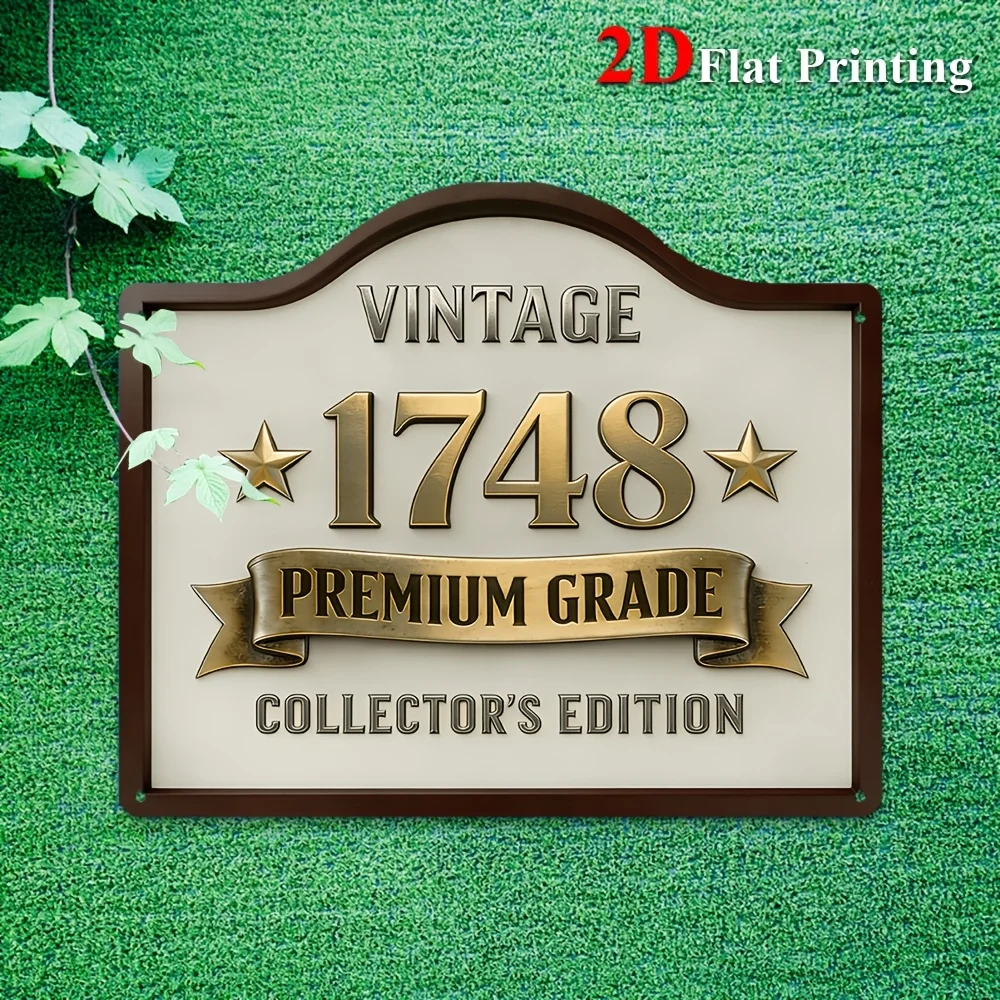 2D Flat, 1pc Vintage 1748 Collector's Edition Metal Wall Sign - Rustic Suitable For Home Office Bar Wine Cellar Decor