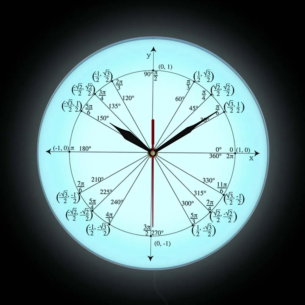 Unit Circle Charts & Diagrams Modern Design LED Wall Clock For Bedroom Living Room Lighting Math Wall Clock Bedside Wall Lamp