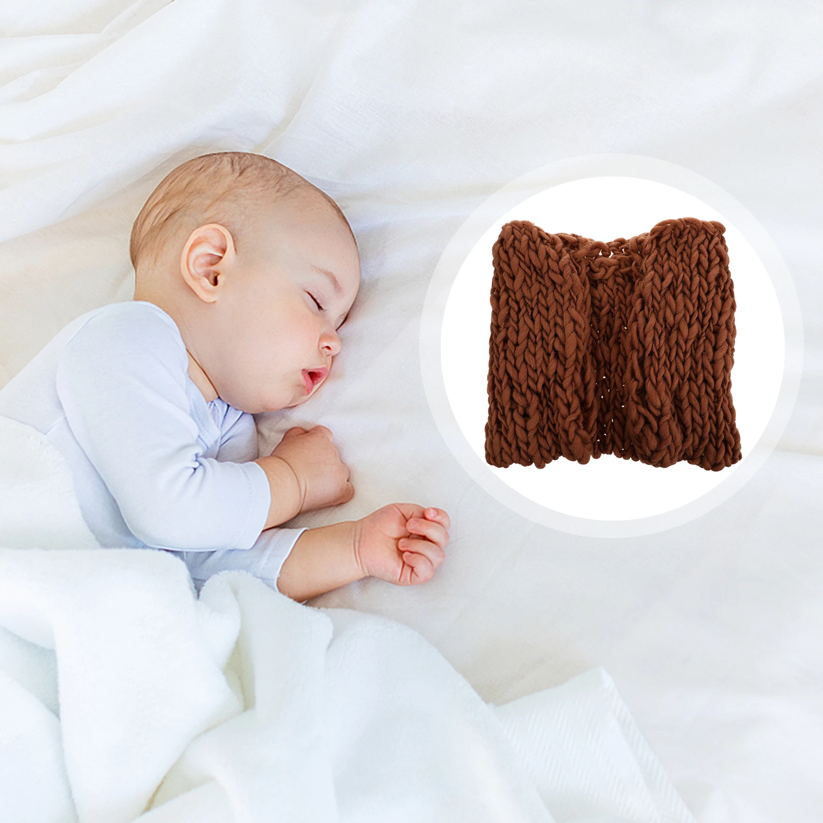 

Wool Swaddle for Newborn Photos Large Size Reusable H Knitted Baby Props Coffee Color Baby Photo Knit Blanket Eco Friendly