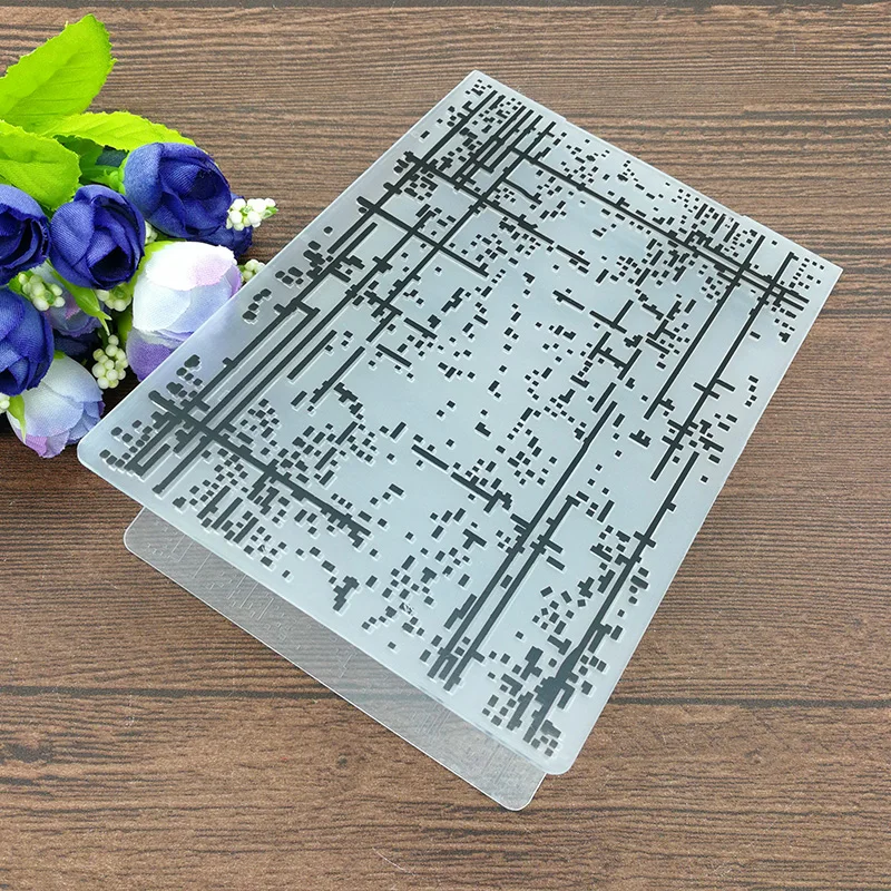 PLASTIC EMBOSSING FOLDER dots line rain abstract code DIY scrapbook album card gift packing decoration cutting dies paper craft