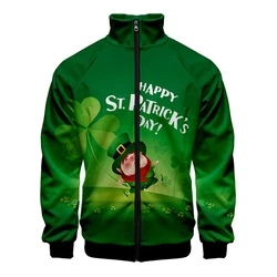 New Popular Irish St.Patrick Day Jacket Mens Women Long Sleeve Hip Hop Coat 3D Print Harajuku Sweatshirt Hoodie Jackets Clothing
