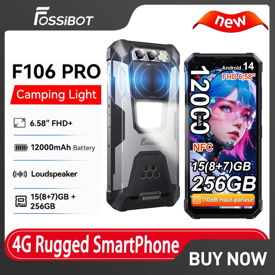 FOSSiBOT F106 PRO Android 14,8GB 256GB ROM Rugged Smartphone