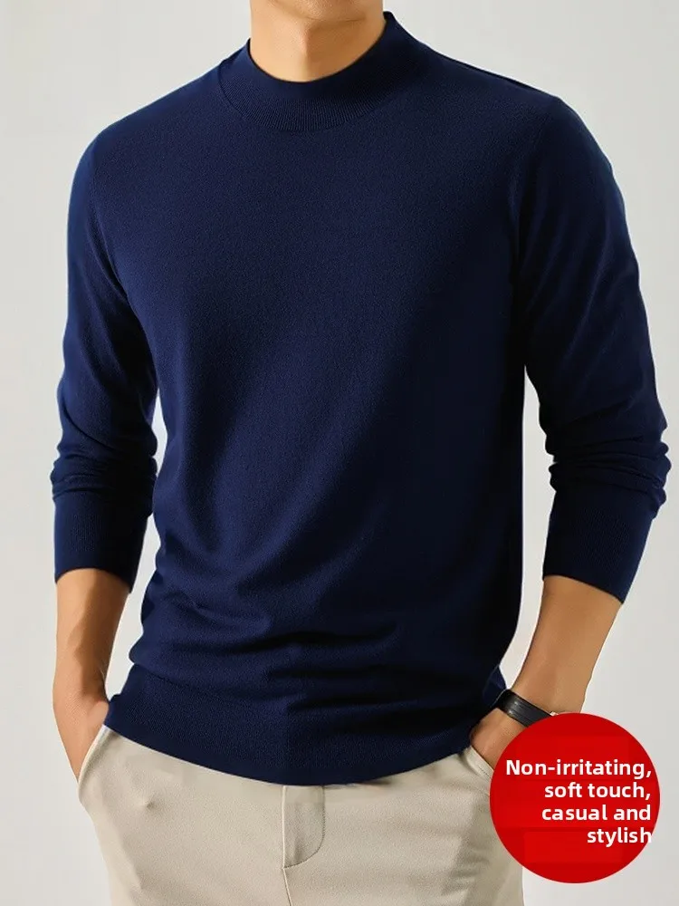 Suéter Masculino Rn de Tricô Gola Meia Alta Casual Csa Base Moderna Outono Inverno Poliéster Viscose Nylon Manga Longa