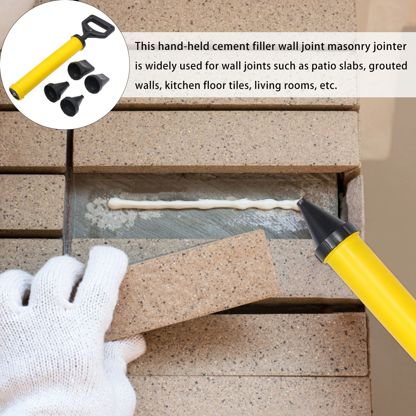 

1 Set Wall Crack Pointing Tool Lightweight Abs Grouting Applicator For Construction Decoration Brick Joint Sealing Cement Tool