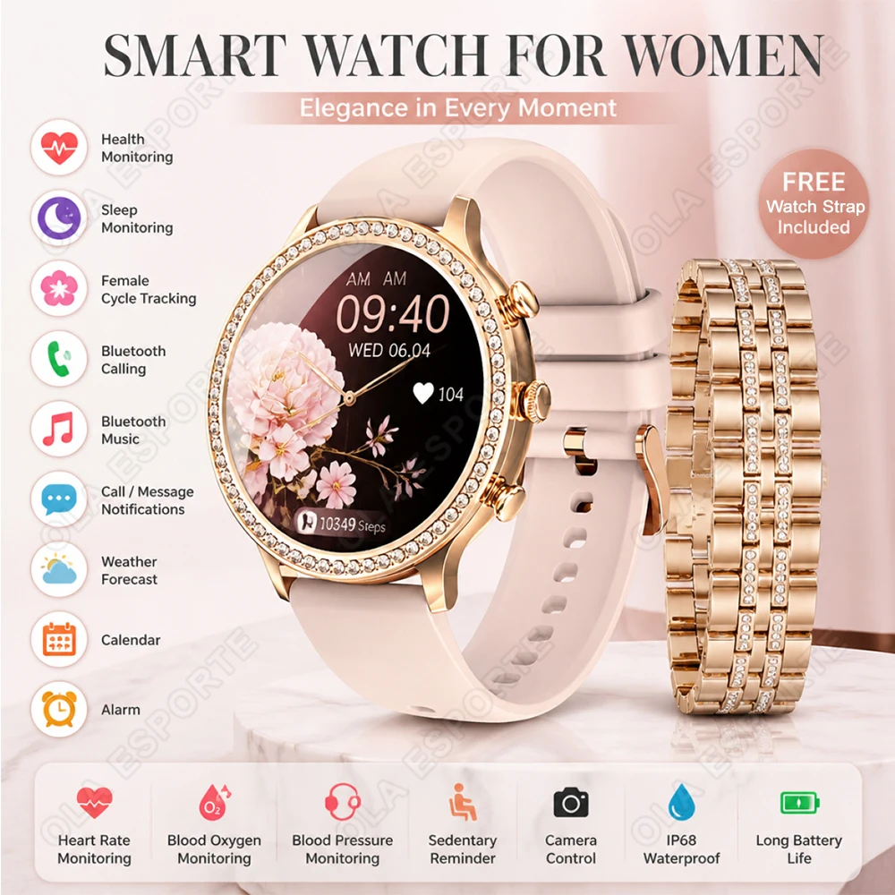 Smartwatch Health Watches For Women - Montre connectée élégante pour femmes, appel