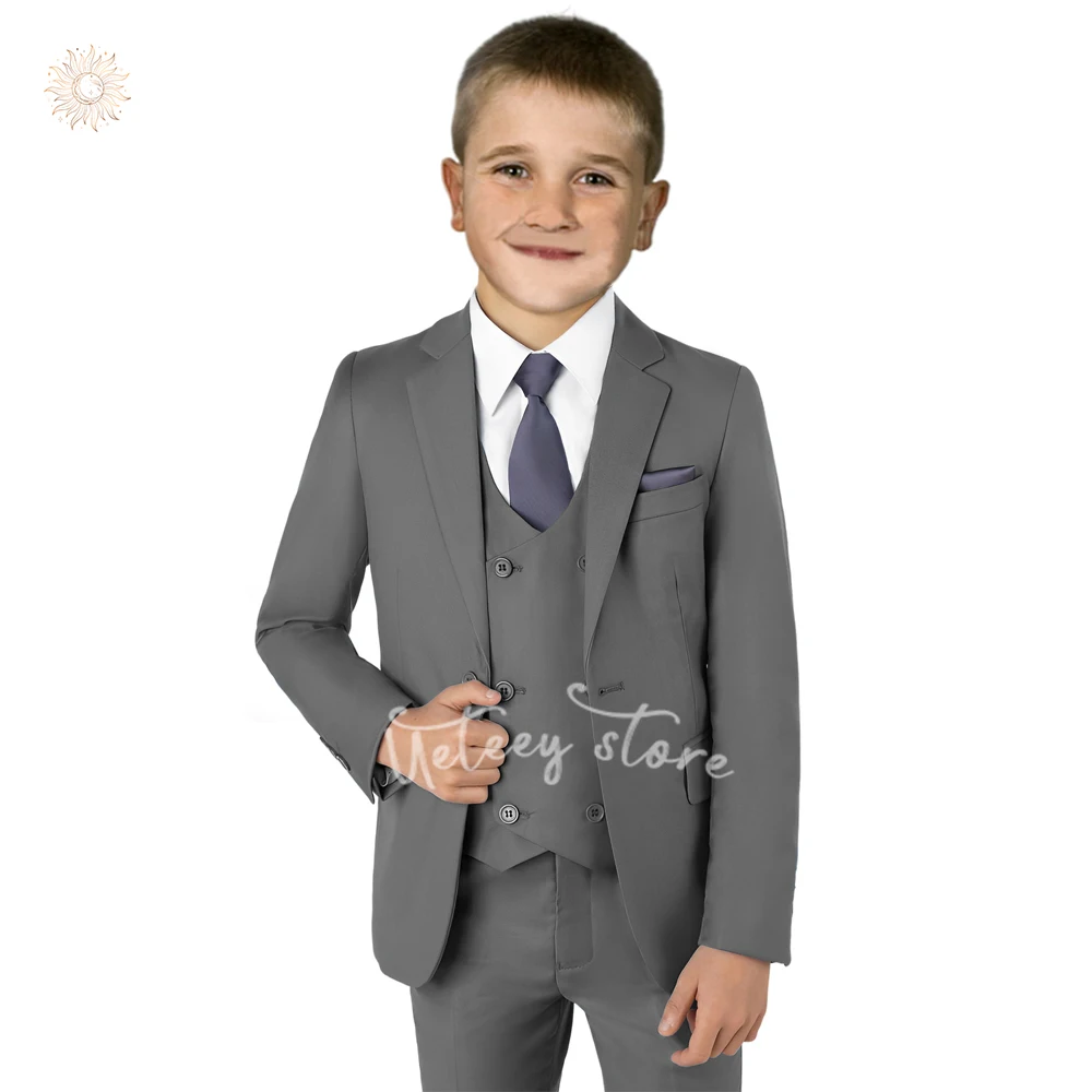 UETEEY Slim Fit Suit for Boys Peak Lapel Boys Formal Suit Set Blazer Vest Pants Boys Party Suit Wedding Tuxedos