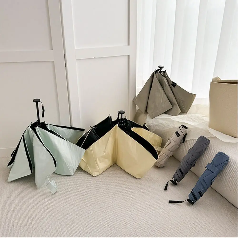 UV Protection Ultra-Light Umbrella Compact Folding 6-Rib Sunshade Umbrella Dual Use Ultra-thin Portable Parasol Outdoor Use