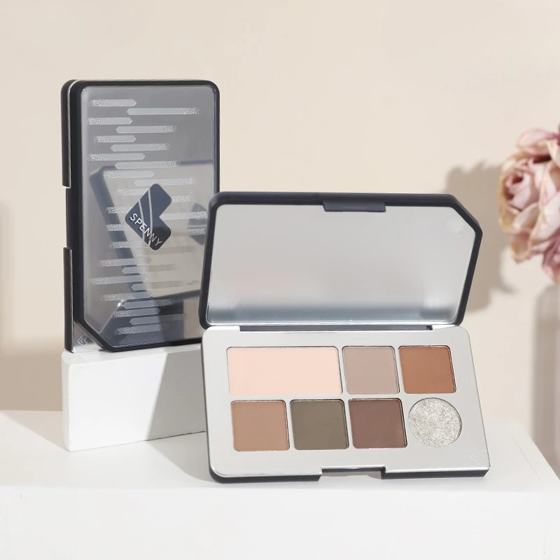 لوحة ظلال عيون سبعة ألوان من سبيني/سبني رقيقة وسهلة الممدودة، غير لامعة وطويلة الأمد، لوحة أسمنتية للمكياج