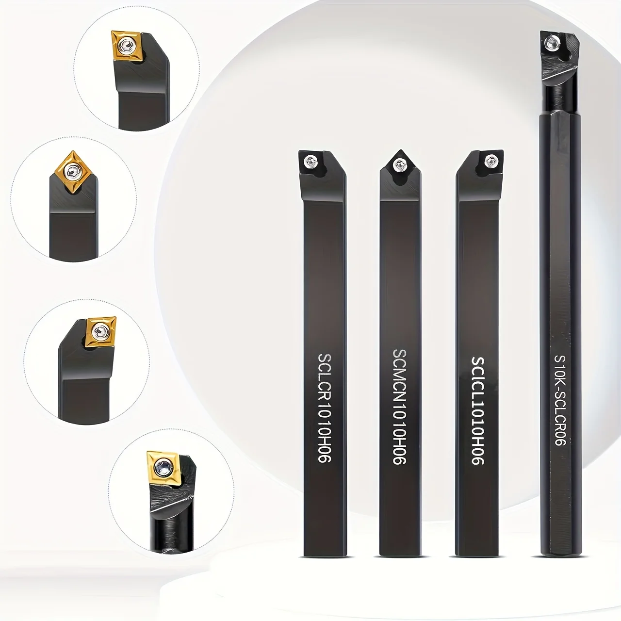 4-Piece 10mm (3/8") CNC Tool Holder Set with 20 CCMT060204 Inserts - 24 Configurations for Precision Turning