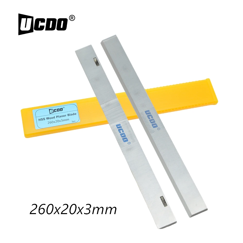 UCDO HSS Planer Blades Dewalt 260x20x3mm 2pcs Thickness Planer Knives for DeWalt DW50 Dewalt D27300 Electric Planer  Accessories