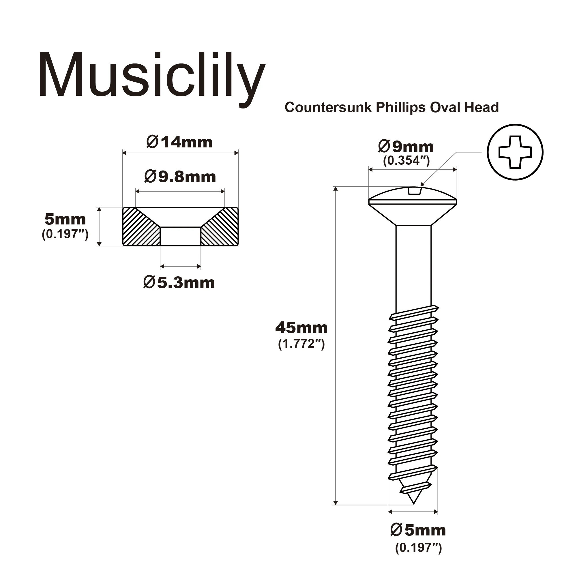 Musiclily Basic Steel Electric Guitar Bass Neck Joint Bushings and Bolts (Set of 4)