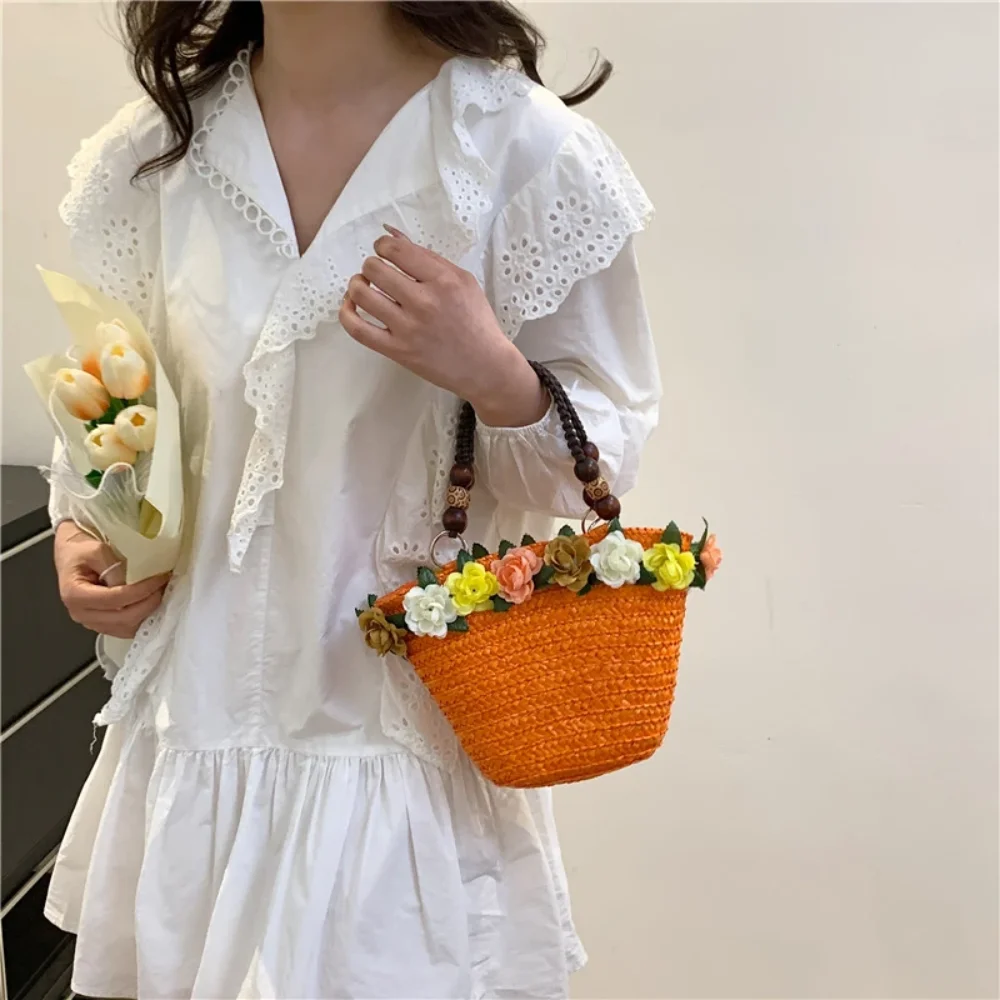 Straw Beach Bags Convenient High-capacity Hand-Woven Rattan Bag Purse Straw Bag