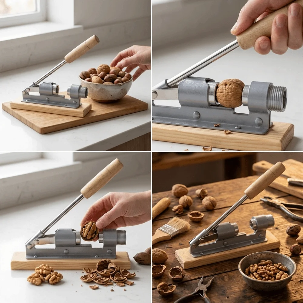 Thickened Mechanical Tool Labor saving Lever Metal Nut Cracker Anti Slip Sturdy Walnut Opening Tool Raw Material Handling view 2