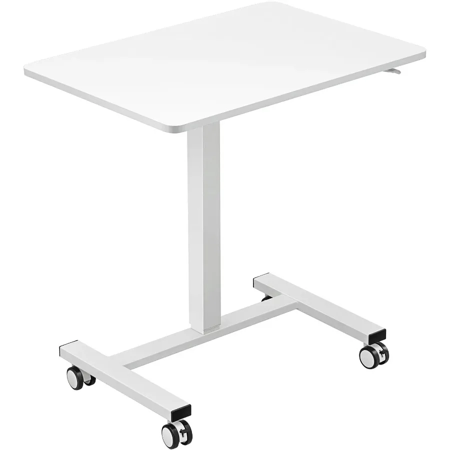 Mobile Standing Desk 28-44 Gas Spring Height Adjustable Portable Rolling Laptop Table Computer Cart for Home Office School 40LB