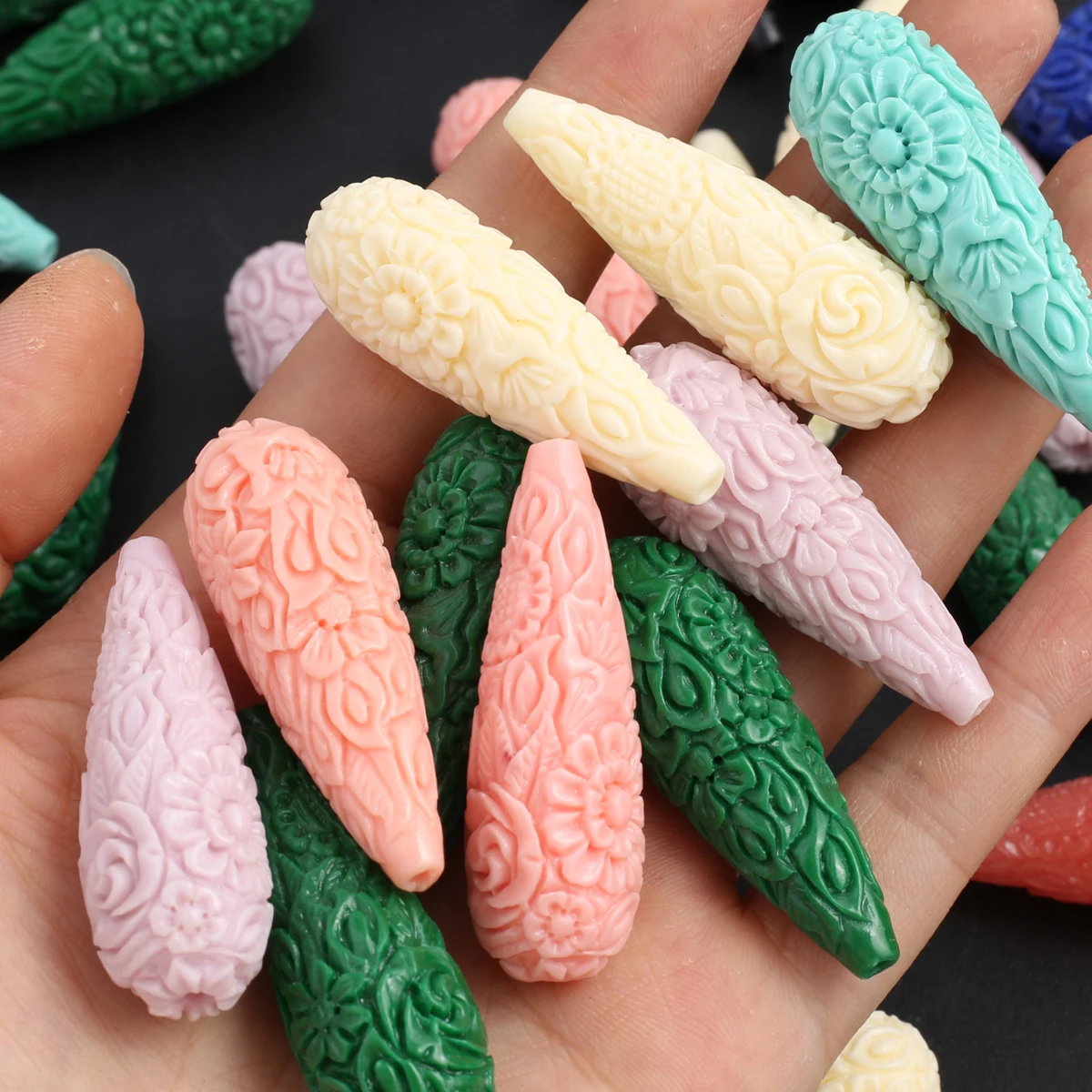 10PC Random Artificial Coral Shell Powder Made Bead Drop Shape Coral Loose Beads for Making DIY Crafts Bracelet Necklace Jewelry