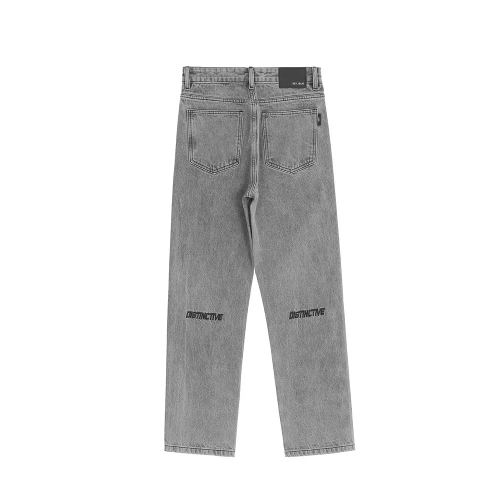 

Men's Jeans Retro Washed Letter Printing Quality Woman's Denims Pant Fashion Brand American Style Casual Street Wind Trousers