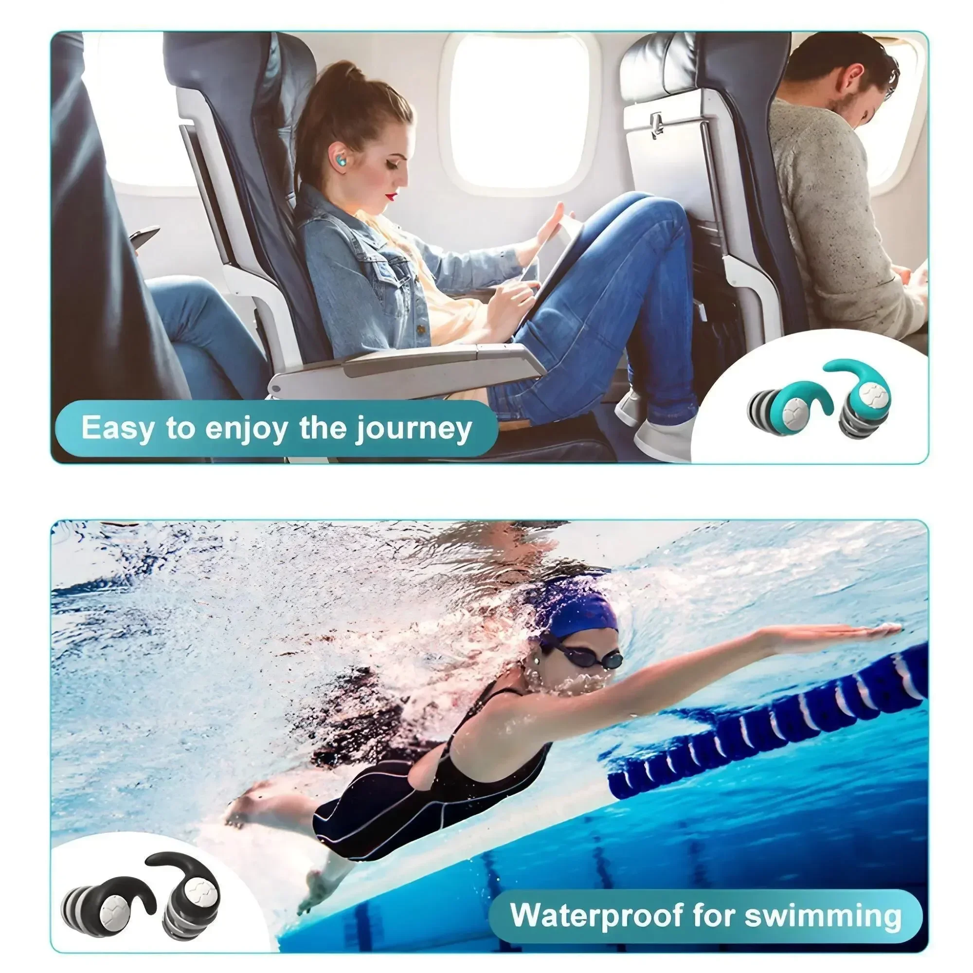 Soft Silicone Earplugs 1 Pair Noise Cancelling Waterproof Comfortable for Sleep Swimming Silent Environment Protection