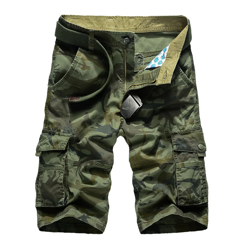 Summer Camo Cotton Multi-Pocket 5-Pocket Shorts Men's Plus Size Casual Trousers