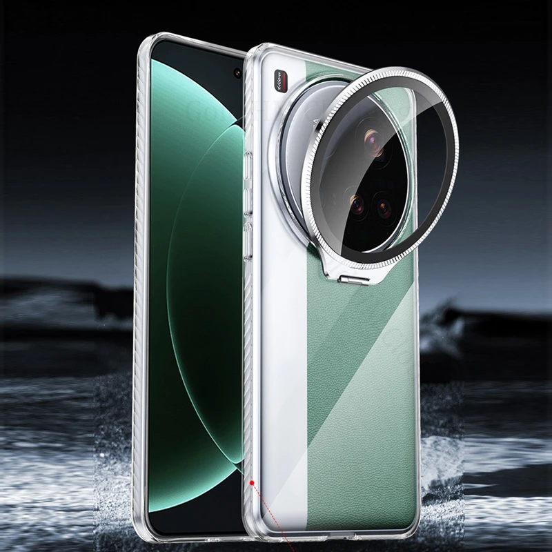 

For Xiaomi 15 Ultra HD Transparent Armor Kickstand Case For XIAOMI 15 Pro 14 Ultra Crystal Flip Lens Stand Cover For Mi 14 Ultra