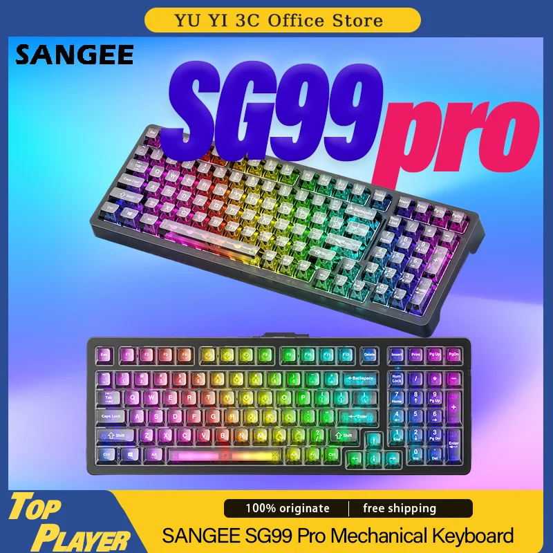 

SANGEE SG99 Pro Series Mechanical Keyboard Hot Swappable Customized Switches 2.4g BT Three Modes Wireless 8000mAh Dynamic RGB