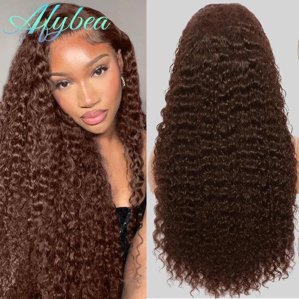 

Кудрявый парик из натуральных волос, шоколадно-коричневый, 13x6 HD, с кружевной передней частью, плотность 250%, предварительно прорезанный, бразильский, коричневый, глубокая волна