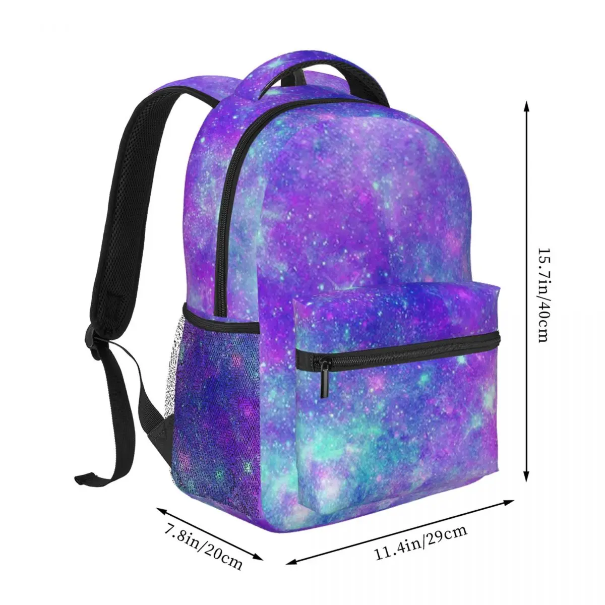Beautiful Purple Stardust Galaxy Backpack Student BookBag Kids School Bag Laptop Shoulder Bags for Men Women