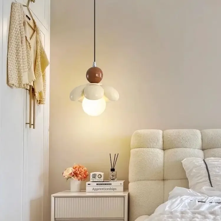 

Nordic Cream Floral Pendant Light-Ins Minimalist Triple Color Changing LED Ceiling Lamp with Triple Color for Bedroom/Entryway
