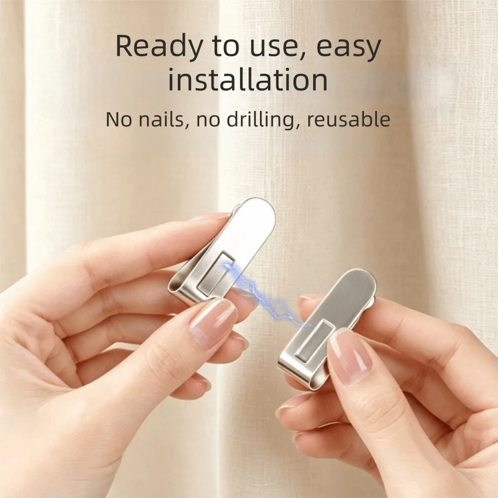 Fastener Magnetic Closure Curtain Clips Detachable Rust-proof Magnetic Curtain Clips Light-Blocking Nail-Free Fixed Clips Office