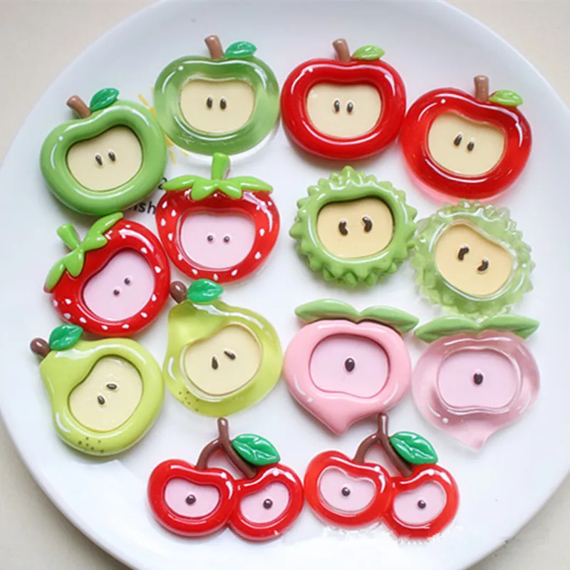 10Pcs Kawaii Cartoon Fruit Flat Back Resin DIY Shoes Hat Icebox Barrette Mobile Phone Case Scrapbook Cream Glue Flat Back Resin