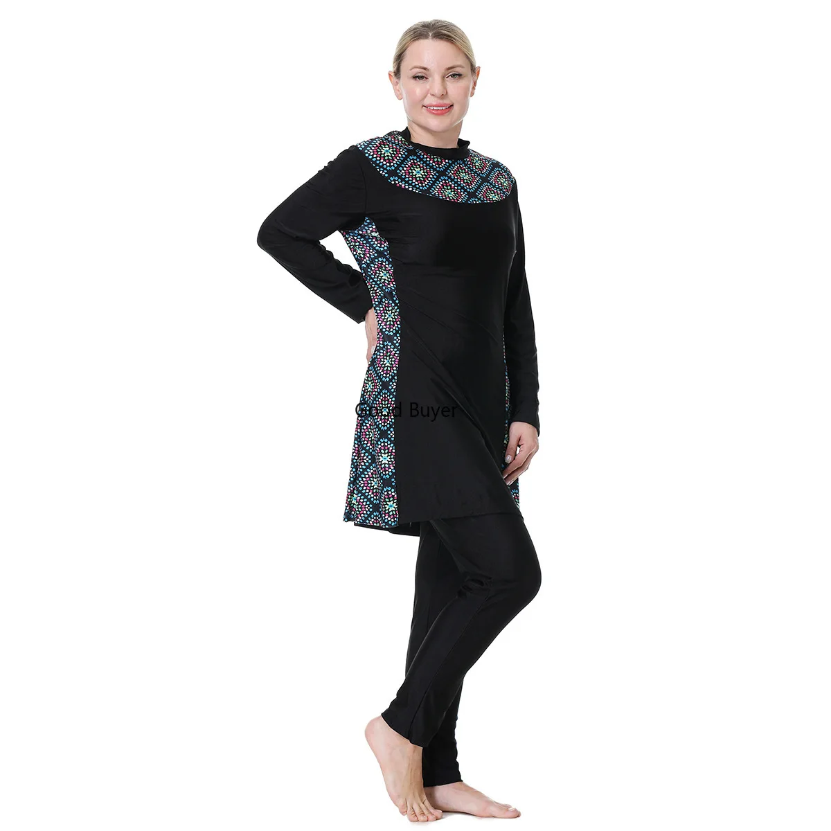 이슬람 Burkinis Hijab 패션 3 조각 수영복 긴 소매 수영복 이슬람 이슬람 란제리 수영복 수영복 여성 Burkinis