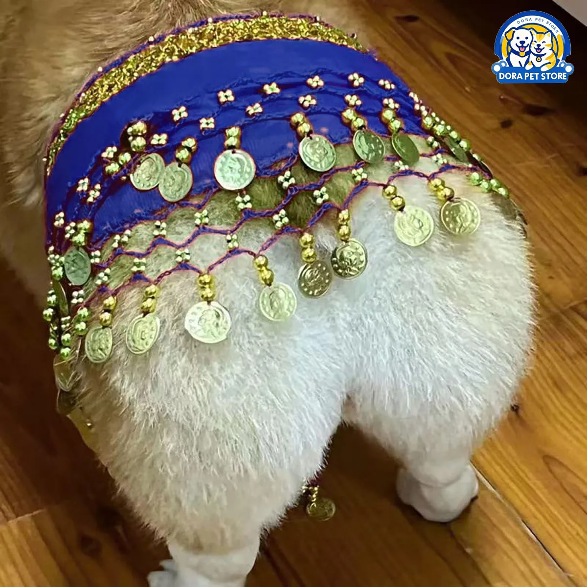 Corgi Tari Perut Rantai Kentut Payet Rantai Pinggang Antusias Anjing Seksi Butt Shake Tari Syal Pinggul Dekorasi